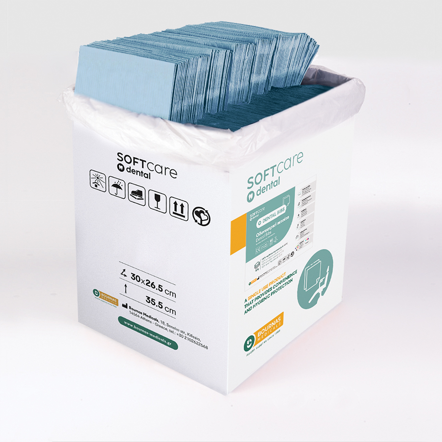 Hammaslääketieteelliset ruokalappuja pehmeä hoito plus 3Ply vaaleansininen (500 kpl)