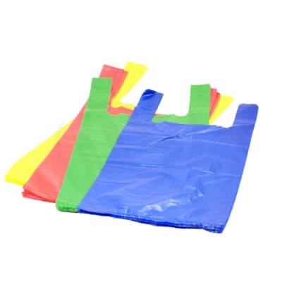 Laukut 350+160x640 mm kahvoilla 25 mikronia, monivärinen HDPE, 100 kpl/pakkaus.