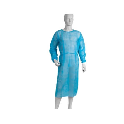 Kuitukangasta valmistettu lääkärin kylpytakki (kalvosin), sininen, 10 kpl.