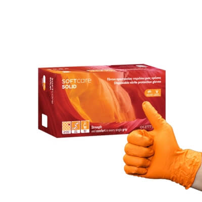 Gloves nitrile Soft Care SOLID Orange (90 kpl) (100 kpl)