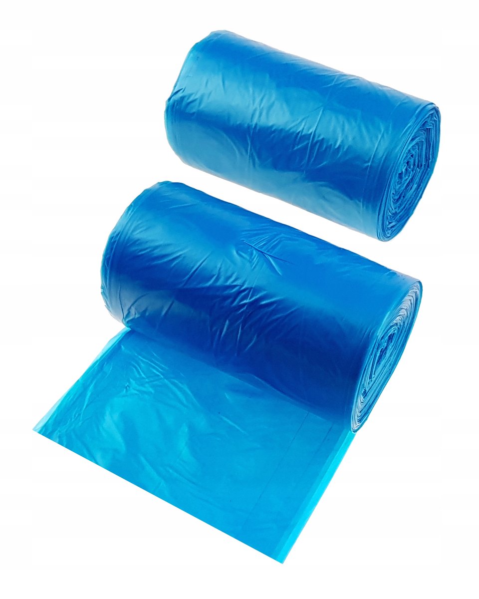 Sininen HDPE-jätesäkki, 40 l, 480 x 650 mm, 50 säkkiä rullassa.