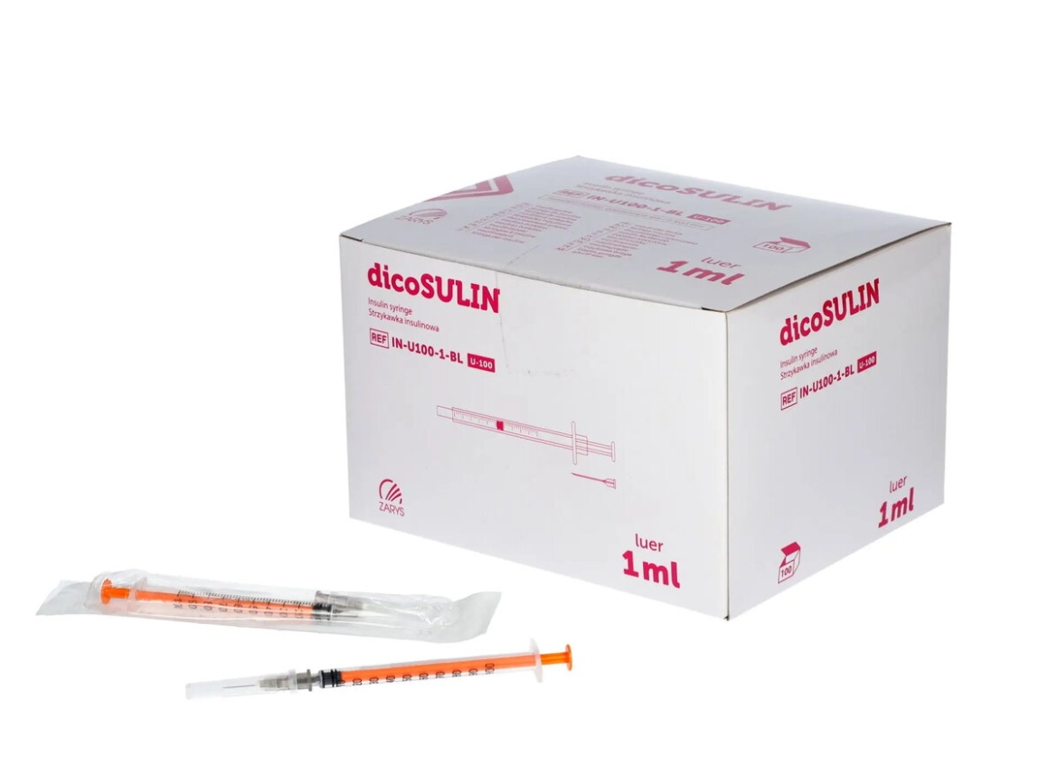 Insuliiniruisku + neula, dicoSULIN, 1 ml, 100 kpl pakkaus