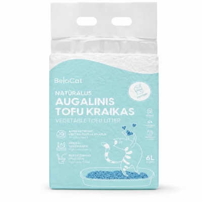 BeloCat TOFU luonnollinen kissanhiekka jäätelön tuoksulla | 6 l / 2,5 kg