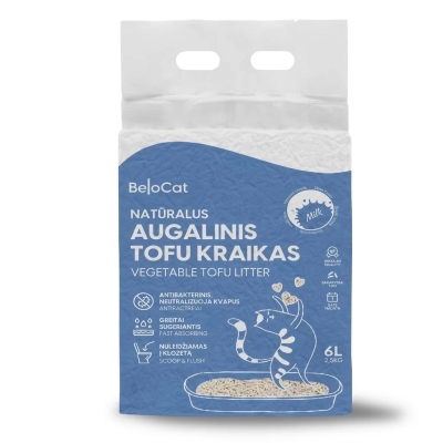 BeloCat TOFU luonnollinen kissanhiekka maidon tuoksulla | 6 l / 2,5 kg