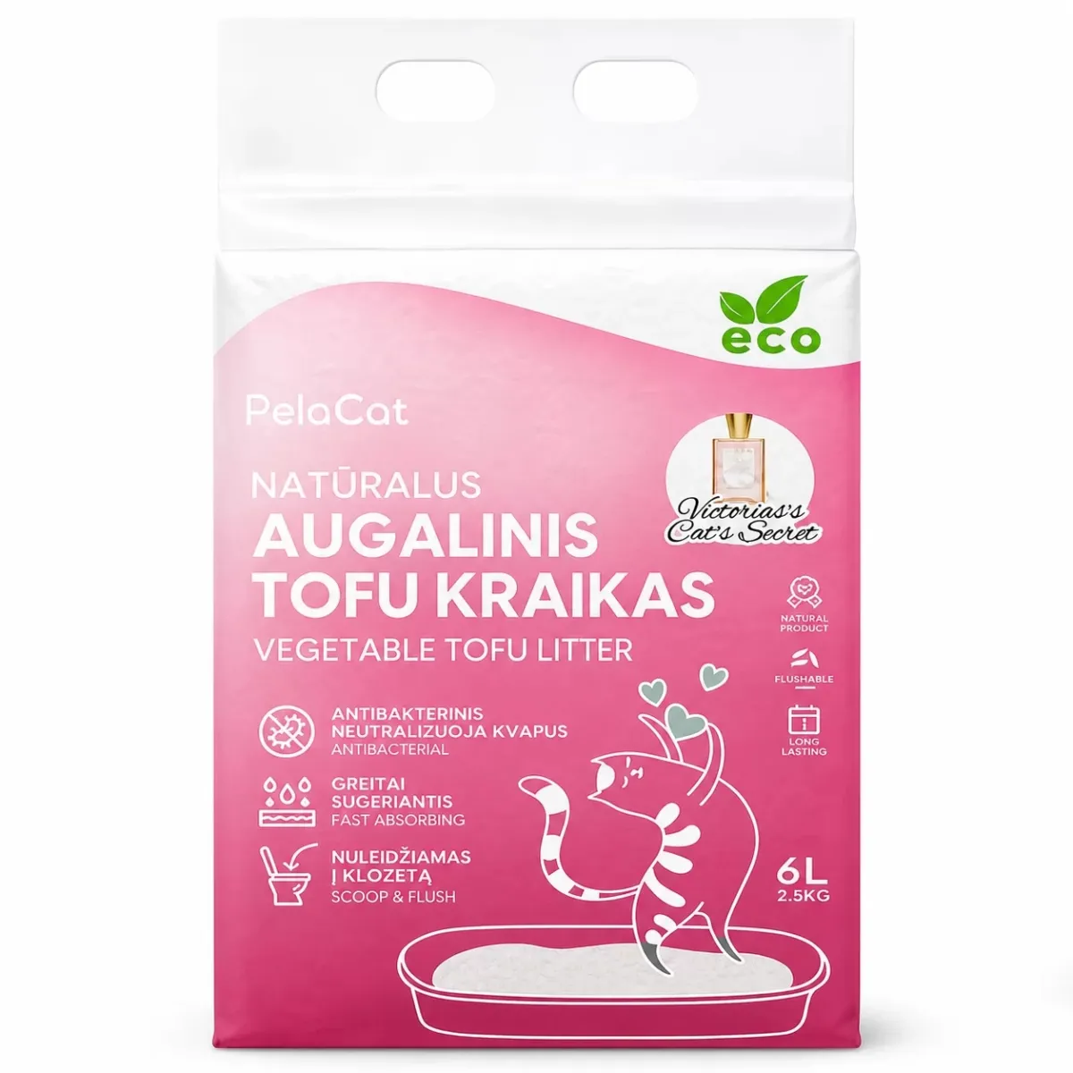 BeloCat TOFU luonnollinen kissanhiekka Viktoria’s Cat’s Secret -tuoksulla | 6 l / 2,5 kg