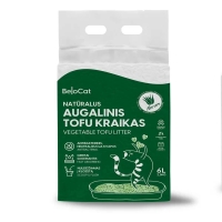 Kissanhiekka “Belocat” TOFU, 6 l / 2,5 kg (Aloe vera), 100 % luonnollinen - 1