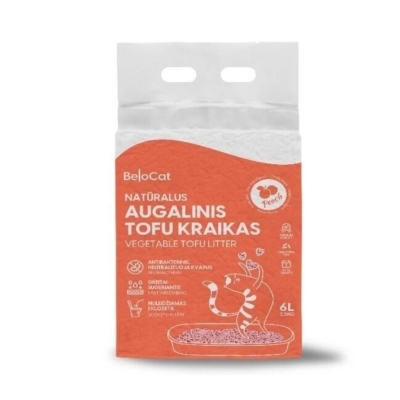 Kissanhiekka “Belocat” TOFU, 6 l / 2,5 kg (persikan tuoksuinen), 100 % luonnollinen