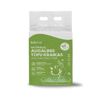 Kissanhiekka “Belocat” TOFU, 6 l / 2,5 kg (vihreän teen tuoksuinen), 100 % luonnollinen