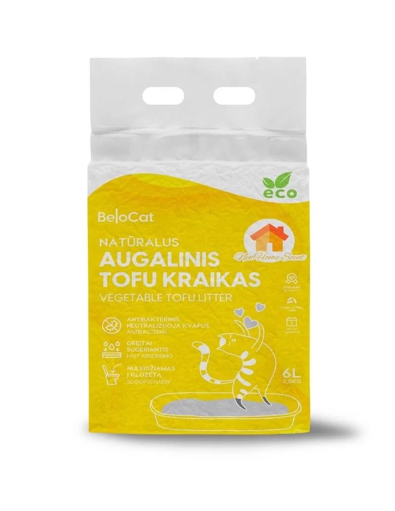 Kissanhiekka “Belocat” TOFU, 6 l / 2,5 kg (New Home), 100 % luonnollinen