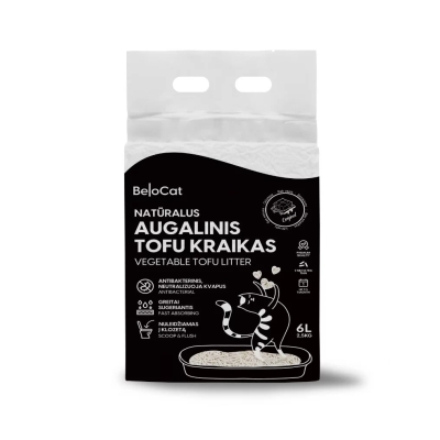 Kissanhiekka “Belocat” TOFU, 6 l / 2,5 kg (Original), 100 % luonnollinen