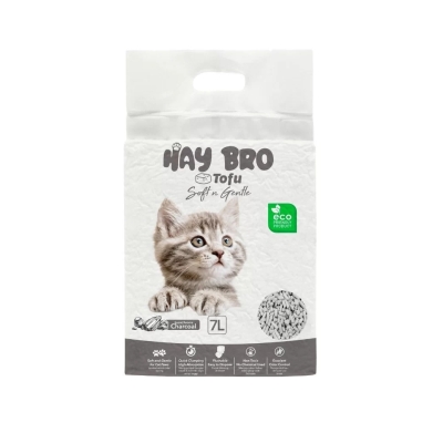 TOFU-kissanhiekka kissoille “HayBro” 7 l / 2,5 kg (hiili), 100 % luonnollinen