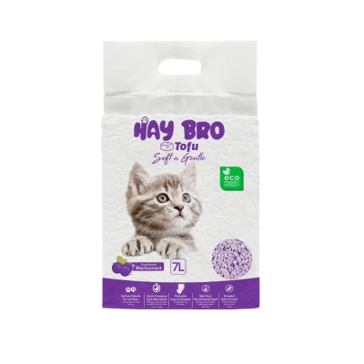 TOFU-kissanhiekka kissoille “HayBro” 7 l / 2,5 kg (mustaherukka), 100 % luonnollinen