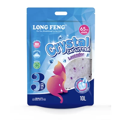 Long Feng hajustettu silikageelipohjainen kissanhiekka laventelin tuoksulla, 10 l