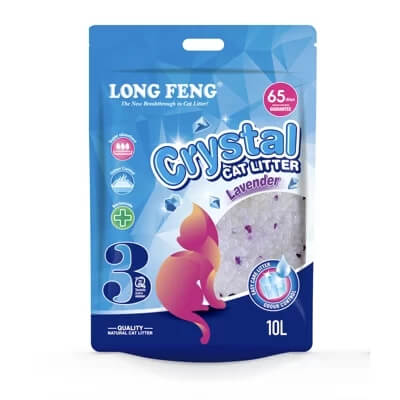 Long Feng hajustettu silikageelipohjainen kissanhiekka laventelin tuoksulla, 10 l