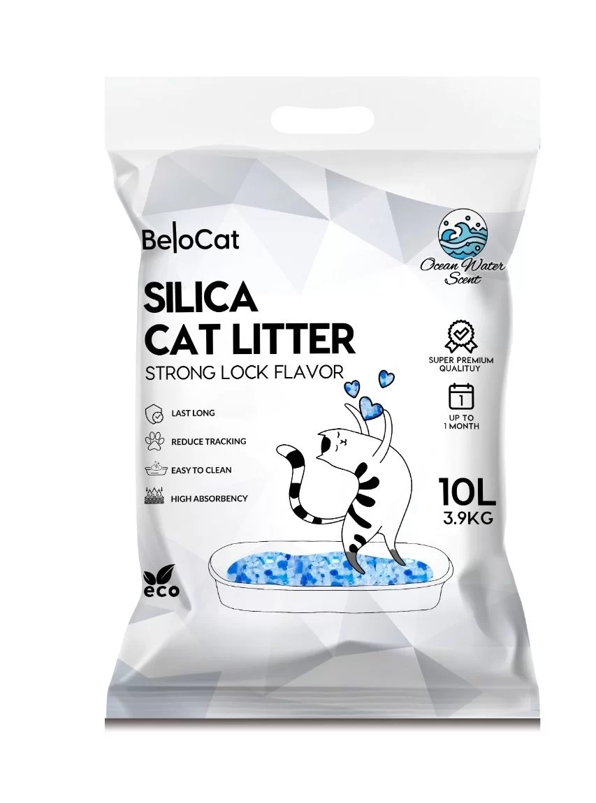 Silikageelipohjainen kissanhiekka “BeloCat” 10 l / 3,9 kg, meren tuoksu (Premium), 100 % luonnolline