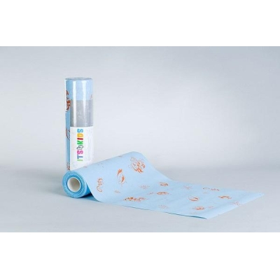 Rullat iloisilla tulosteilla sininen